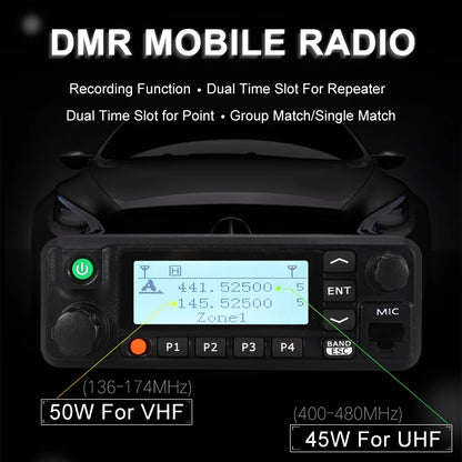 TYT MD-9600 DMR Digital Car Mobile Radio GPS 50W Dual Band 136-174MHz Ham Radios