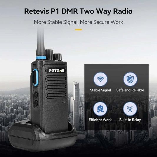 Retevis P1 DMR Digital Walkie Talkie Superheterodyne Receiver High PowHam Radios