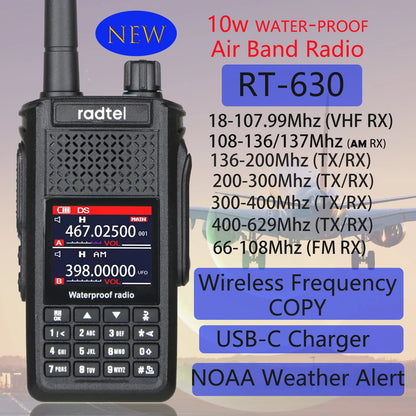 Radtel RT-630 Waterproof Full Bands Amateur Ham Radio, Aviation Air BaHam Radios