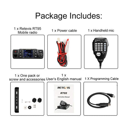 RETEVIS RT95 Car Radio with Screen Ham Car Mobile Radio Station AutoraHam Radios