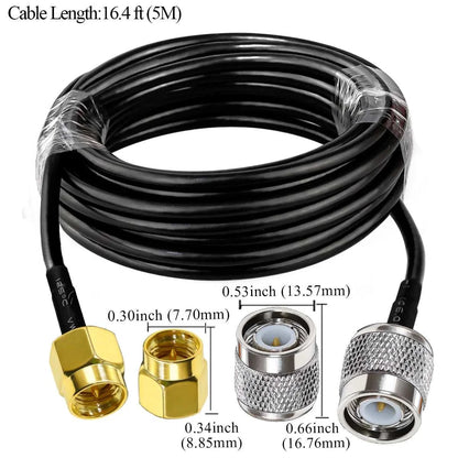 SMA to TNC Cable RG58 SMA Male Plug to TNC Male Low Loss Extension CabHam Radios