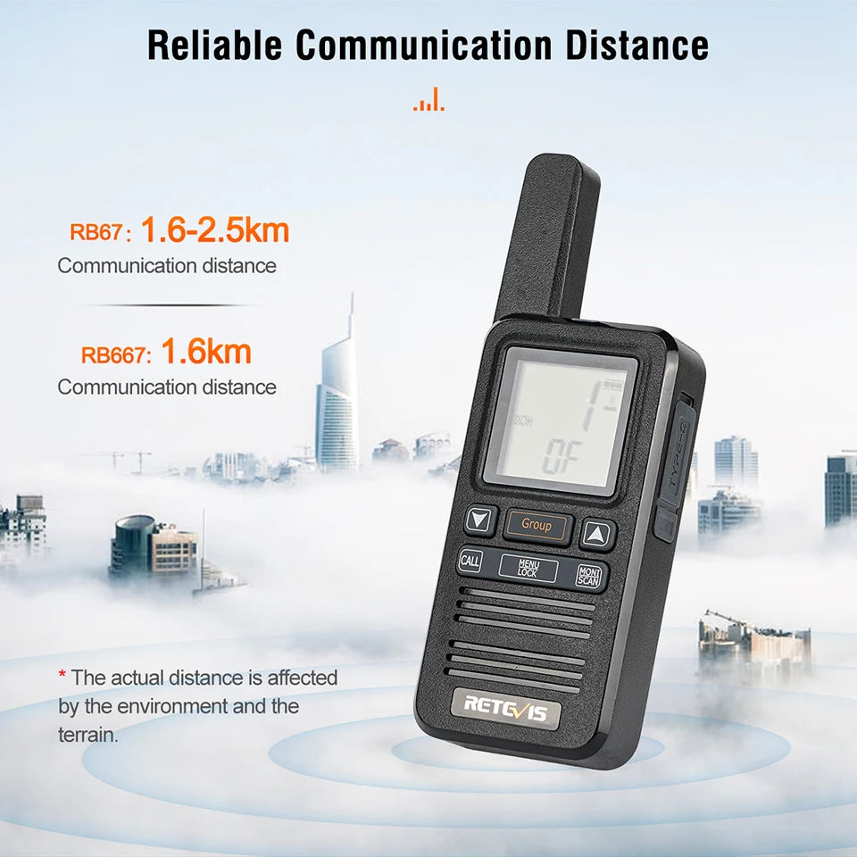 Walkie Talkie 2 Pcs Included Retevis RB667 4 Pcs Walkie-talkie PortablHam Radios