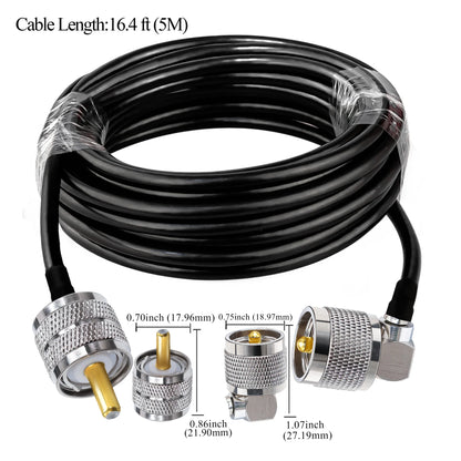 UHF Jumper Cable RG58 UHF PL259 Male Plug to UHF Male Right Angle CoaxHam Radios