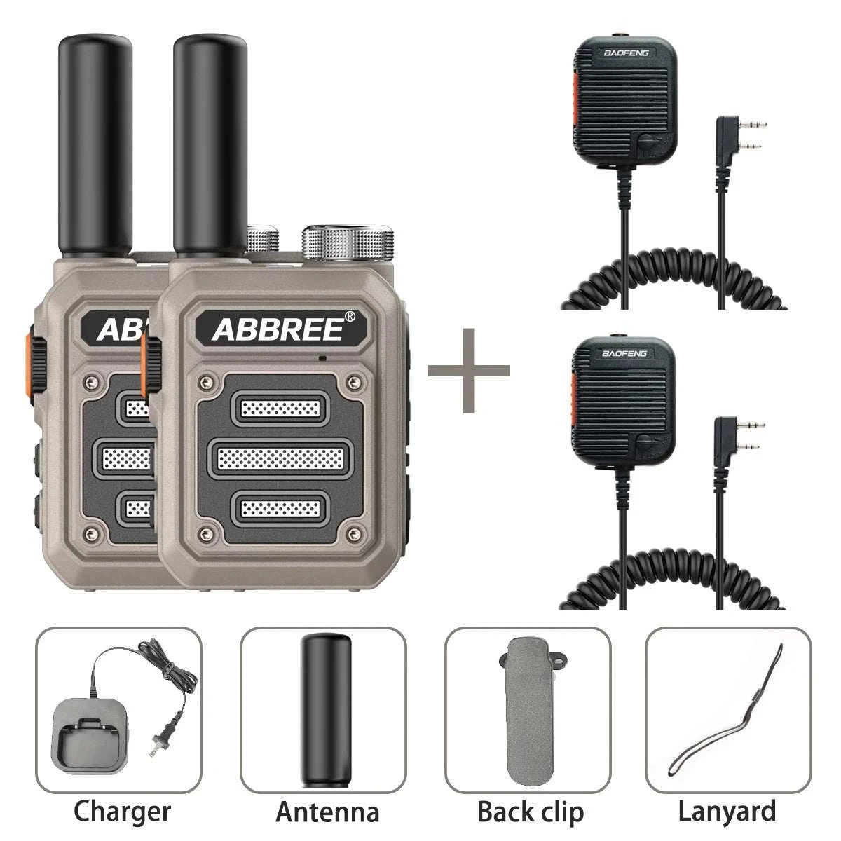 2pcs ABBREE AR-63 Mini Walkie Talkie Wireless Copy Frequency VOX SOS MHam Radios