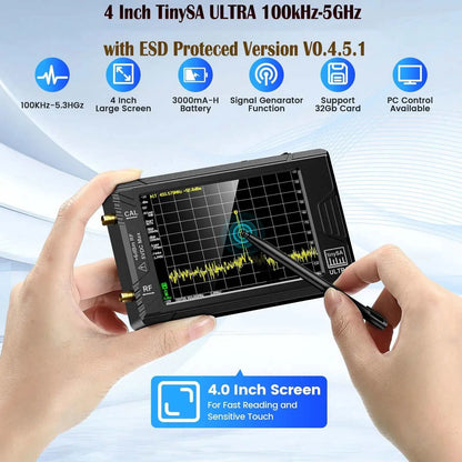 TinySA ULTRA 4" Display Tiny Spectrum Analyzer 100kHz To 5.3GHz 32GB NHam Radios