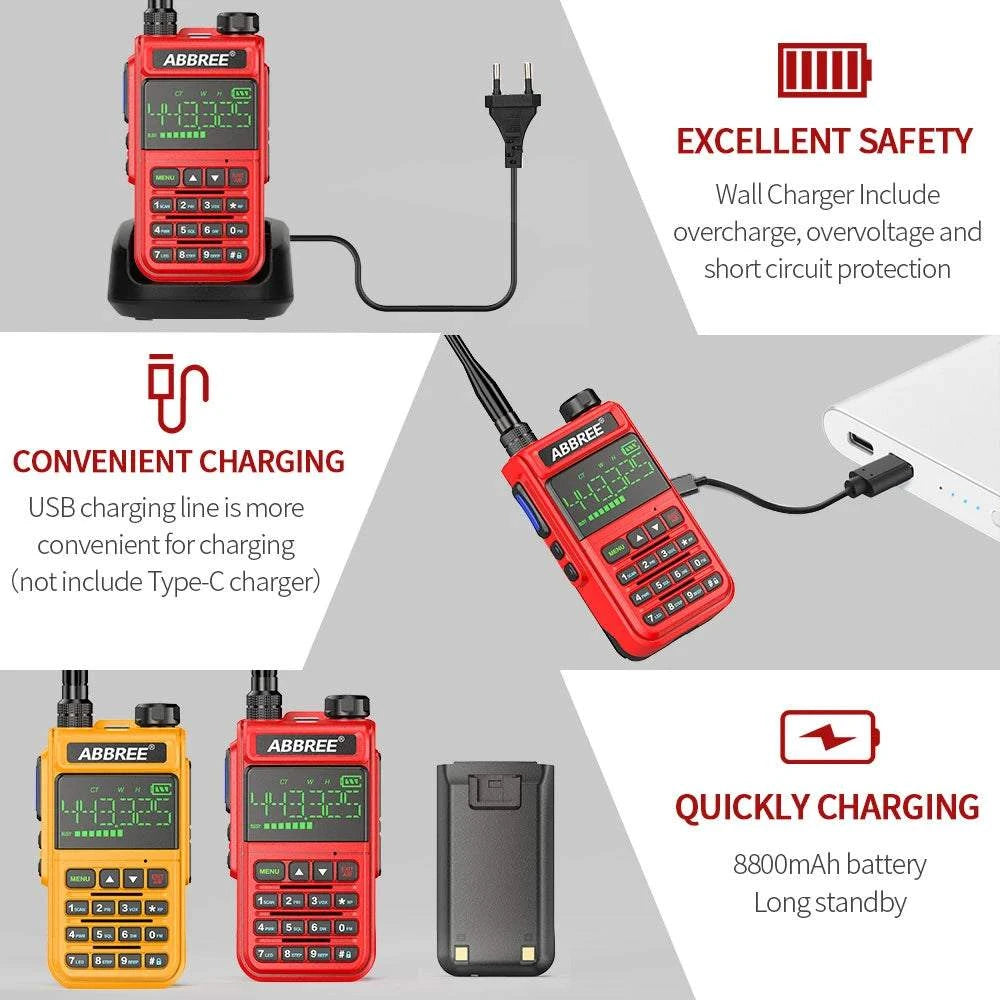 ABBREE AR-518 Air Band 108-660MHz  Walkie Talkie Wireless Copy FrequenHam Radios