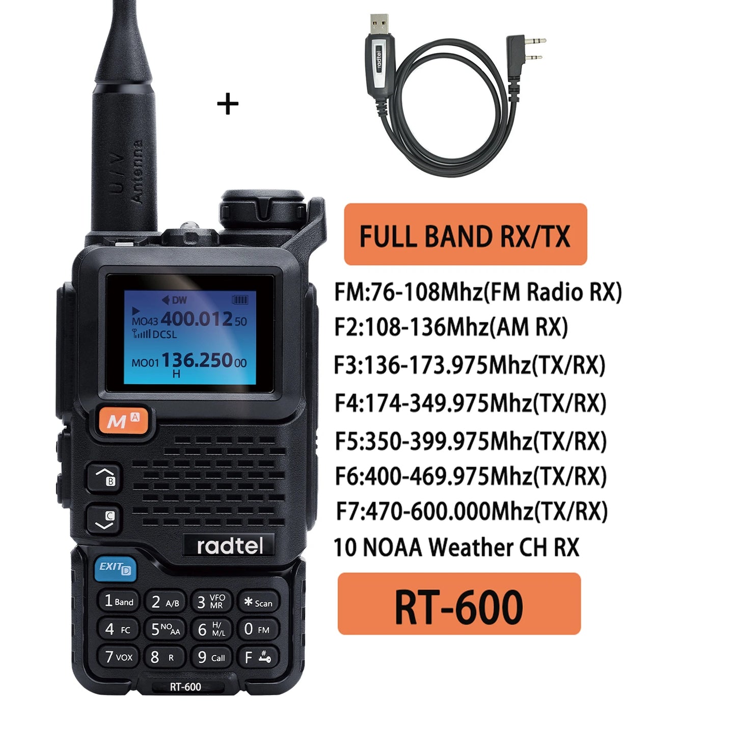 Radtel RT-600 Air Band Walkie Talkie Portable Am Fm Two Way Radio CommHappy RadiosRadtel RT-600 Air Band Walkie Talkie Portable