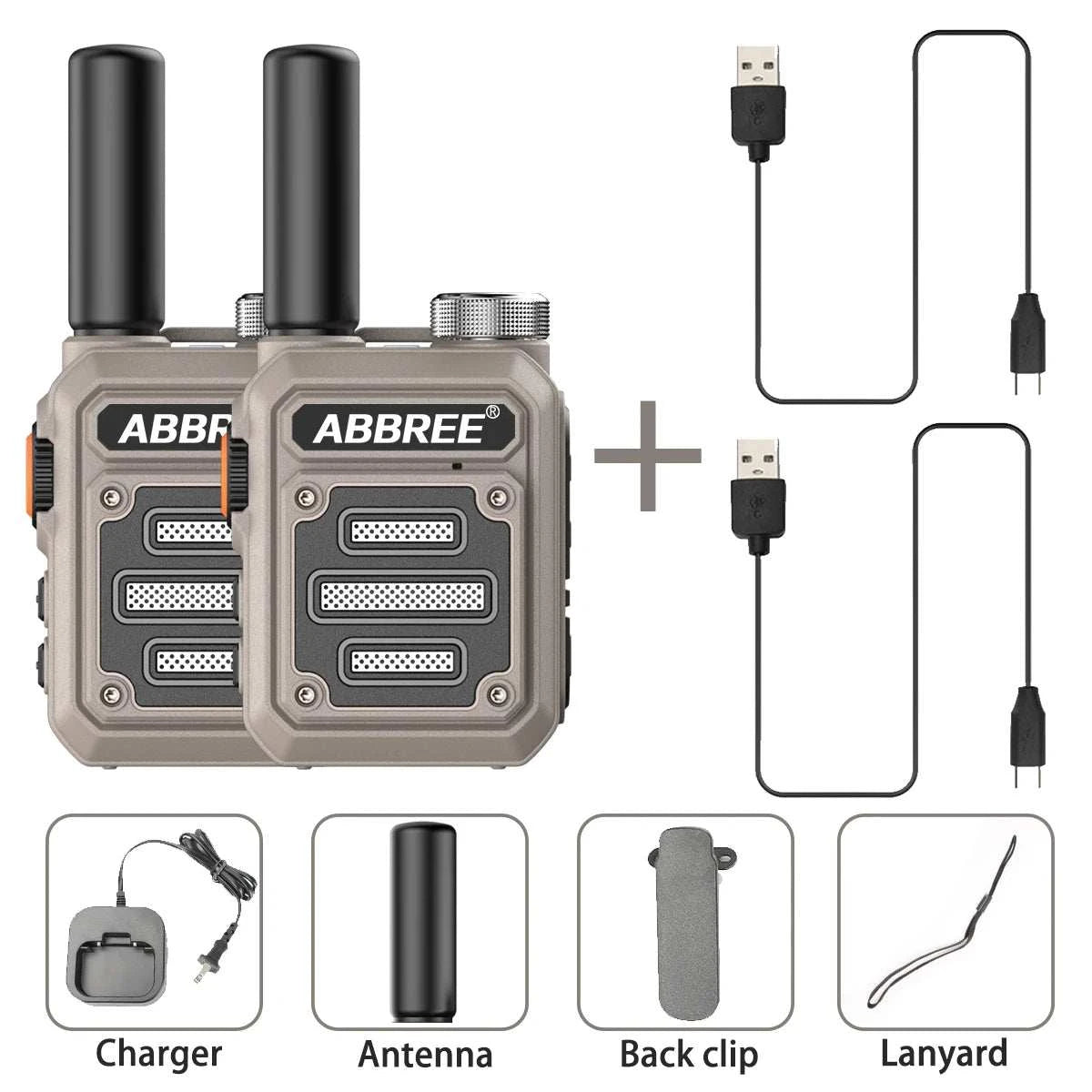 2pcs ABBREE AR-63 Mini Walkie Talkie Wireless Copy Frequency VOX SOS MHam Radios