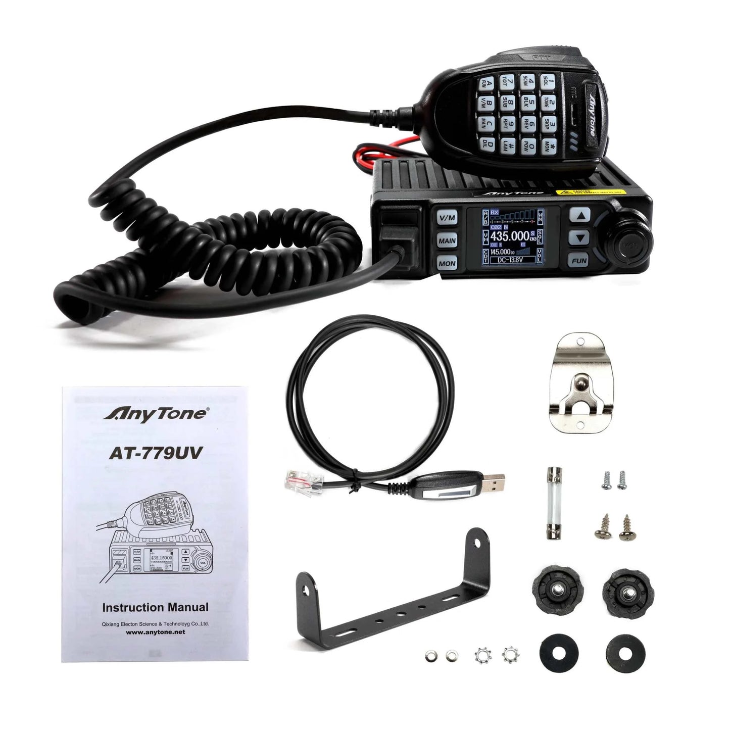 AnyTone AT-779UV Walkie Talkie VHF 136-174MHz UHF 400-480MHz Mini Mobile Radio Station Dual Band Transceiver Amateur Radio