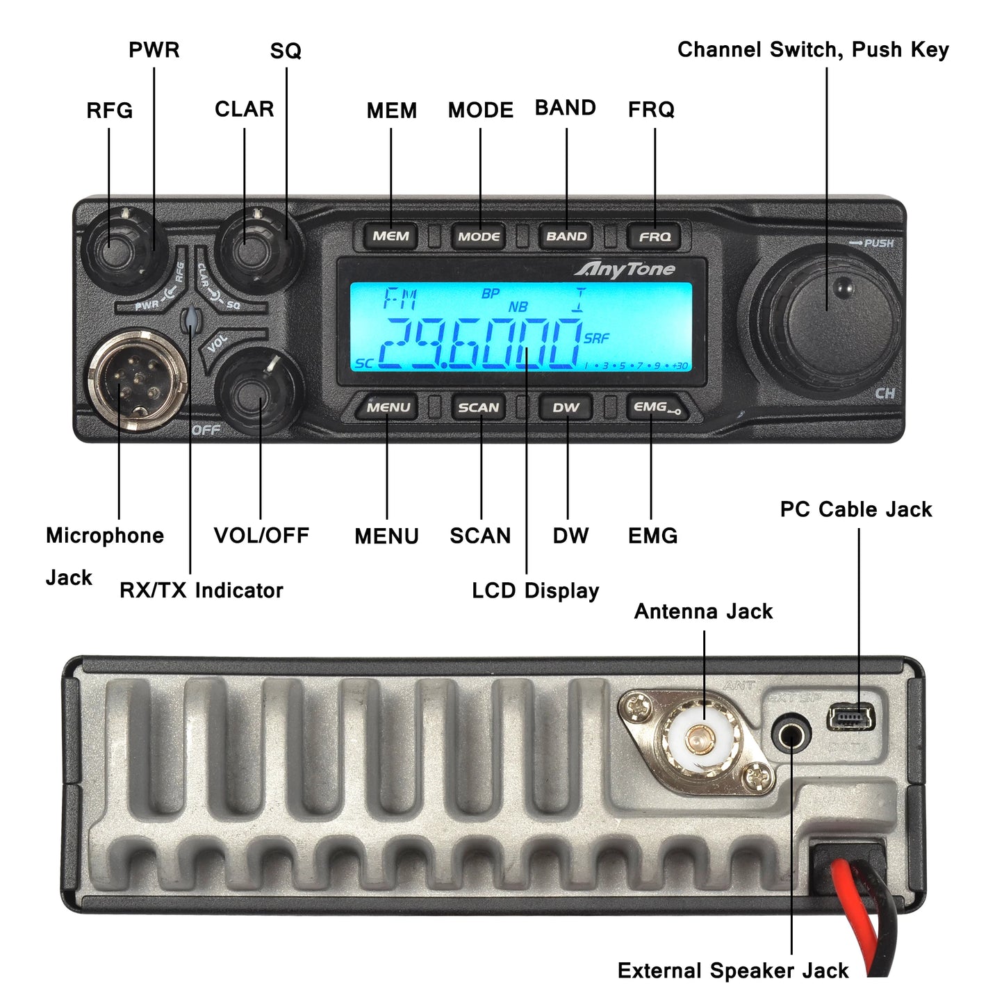 AnyTone AT-6666 Mobile Receiver Truck Radio AM 45W FM 60W High Power fHam Radios