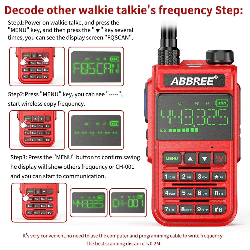 ABBREE AR-518 Air Band 108-660MHz  Walkie Talkie Wireless Copy FrequenHam Radios