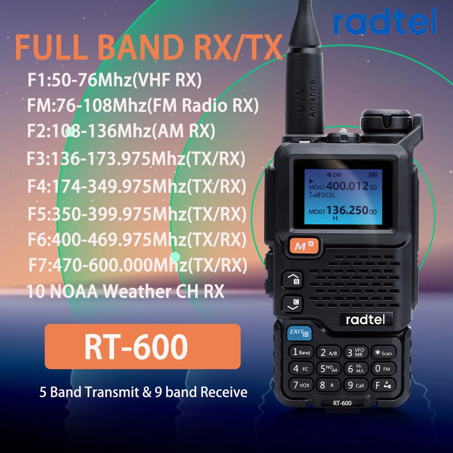 Radtel RT-600 Air Band Walkie Talkie Portable Am Fm Two Way Radio CommHappy RadiosRadtel RT-600 Air Band Walkie Talkie Portable