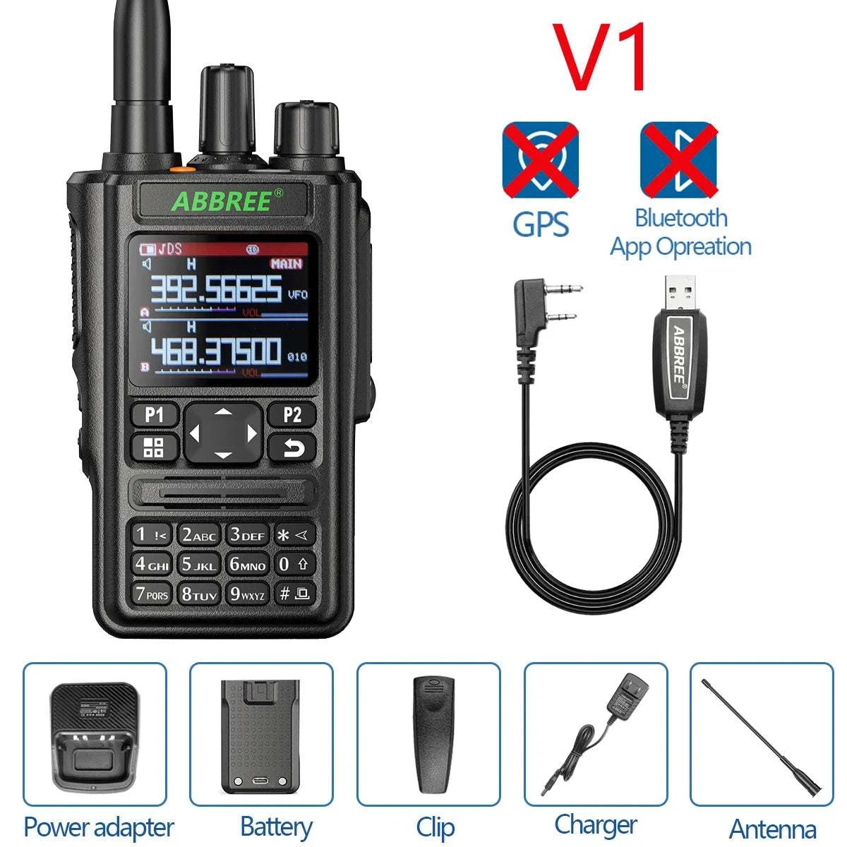 ABBREE AR-869 GPS Walkie Talkie Bluetooth Program 136-520Mhz Full BandHam Radios