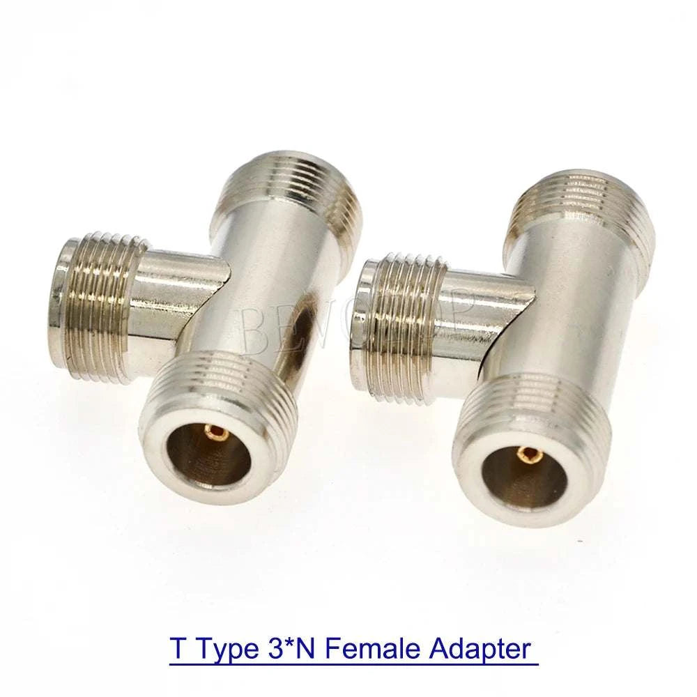 1Pcs N Female to 2x N Female Jack T Type RF Adapter Connector Coaxial Happy RadiosFemale Jack