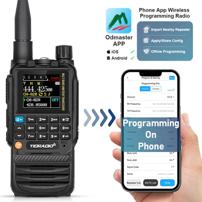 TIDRADIO H3 Radios Walkie Talkie Long range Phone APP Wireless Programming Air Band Tow Way Radio USB Type-C Programming &Charge