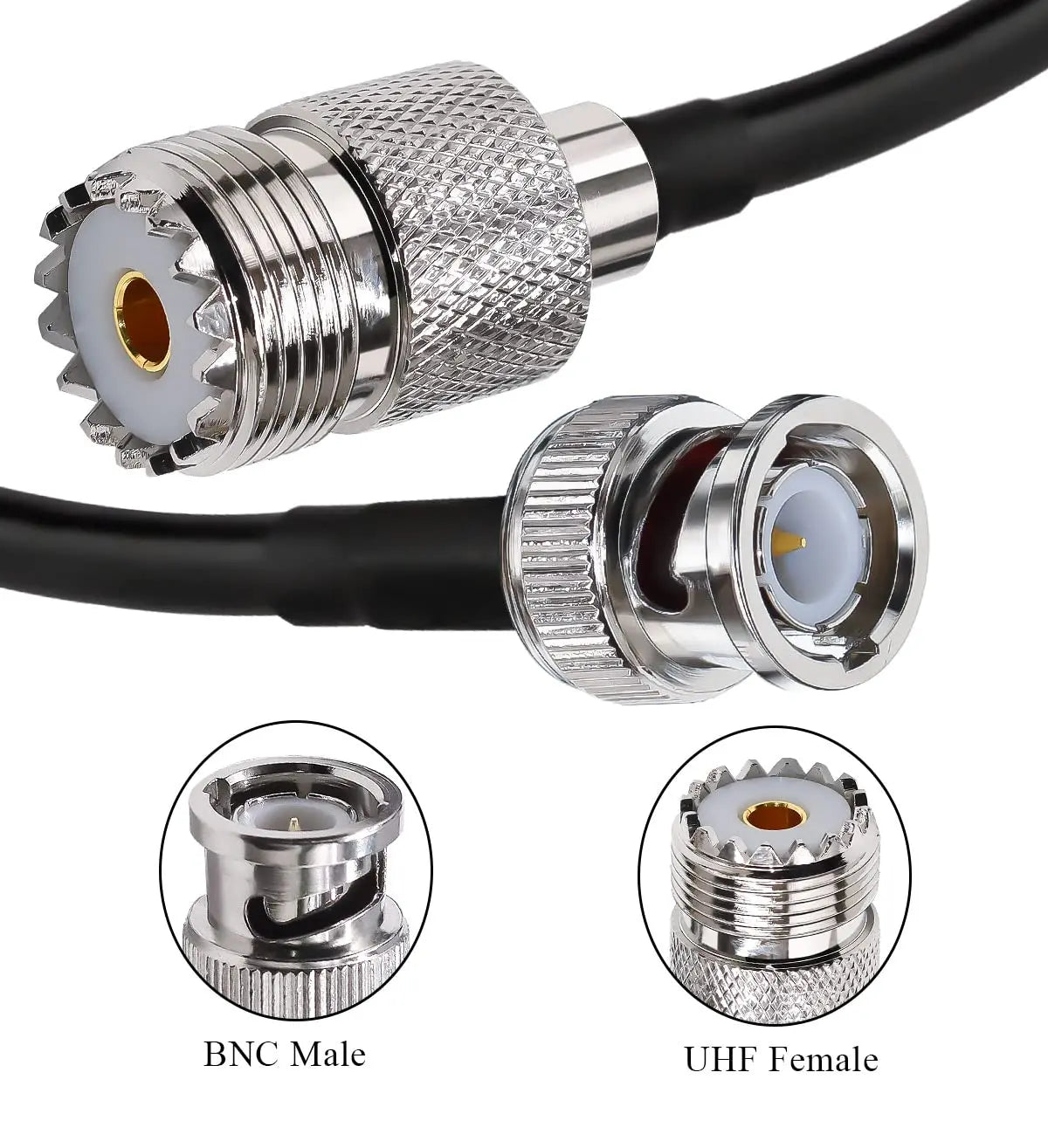 RG58 Coaxial Cable PL259 BNC male to UHF Female Connector RF Adapter CHappy RadiosRG58 Coaxial Cable PL259 BNC male