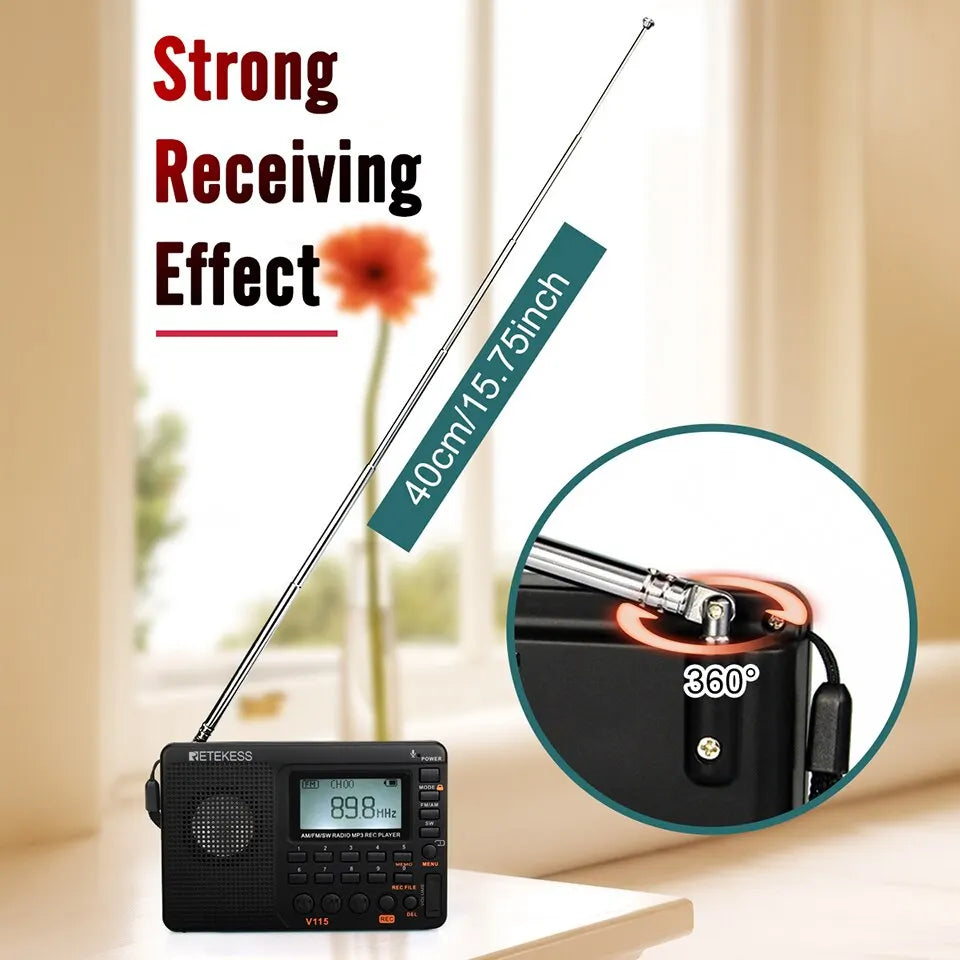 RETEKESS V115 Radio FM AM SW Portable Radios Rechargeable Shortwave RaHam Radios