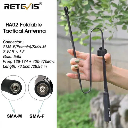 Retevis HA02 Foldable Tactical Antenna SMA-F/M Walkie-Talkie Antenna FHappy RadiosRetevis HA02 Foldable Tactical Antenna SMA-