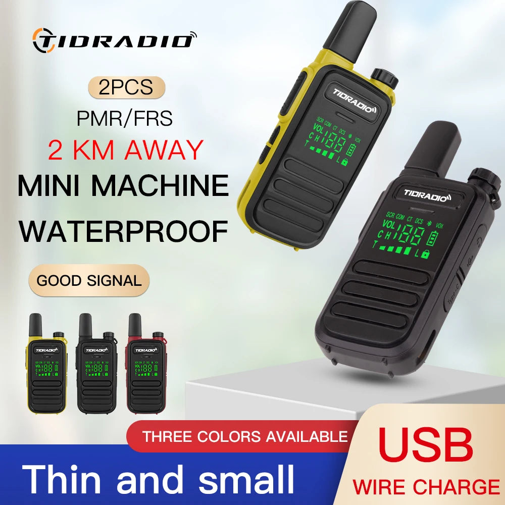 TIDRADIO 2PCS M11 Mini Walkie Talkie Profesional PMR /FRS Long Range Communication Radio Two Way Radio Transceiver Colorful