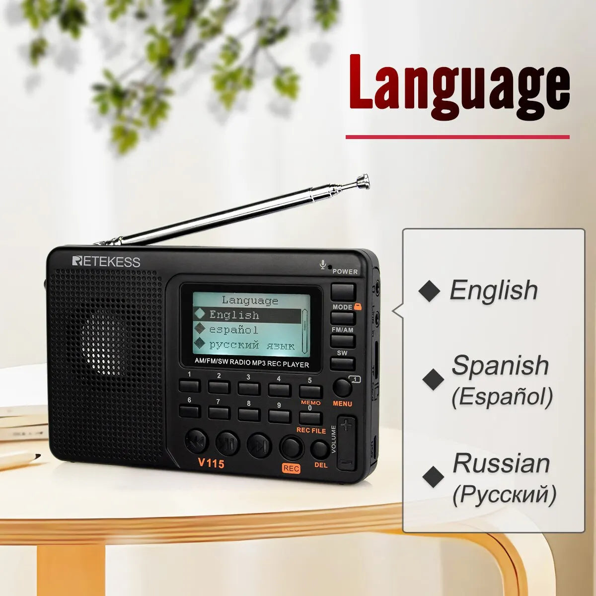 RETEKESS V115 Radio FM AM SW Portable Radios Rechargeable Shortwave RaHam Radios