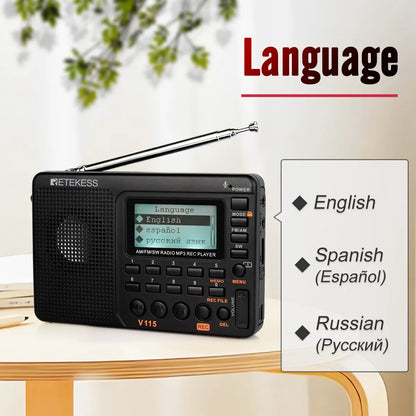 RETEKESS V115 Radio FM AM SW Portable Radios Rechargeable Shortwave RaHam Radios