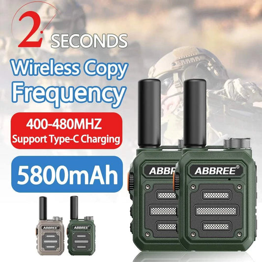 2pcs ABBREE AR-63 Mini Walkie Talkie Wireless Copy Frequency VOX SOS MHam Radios