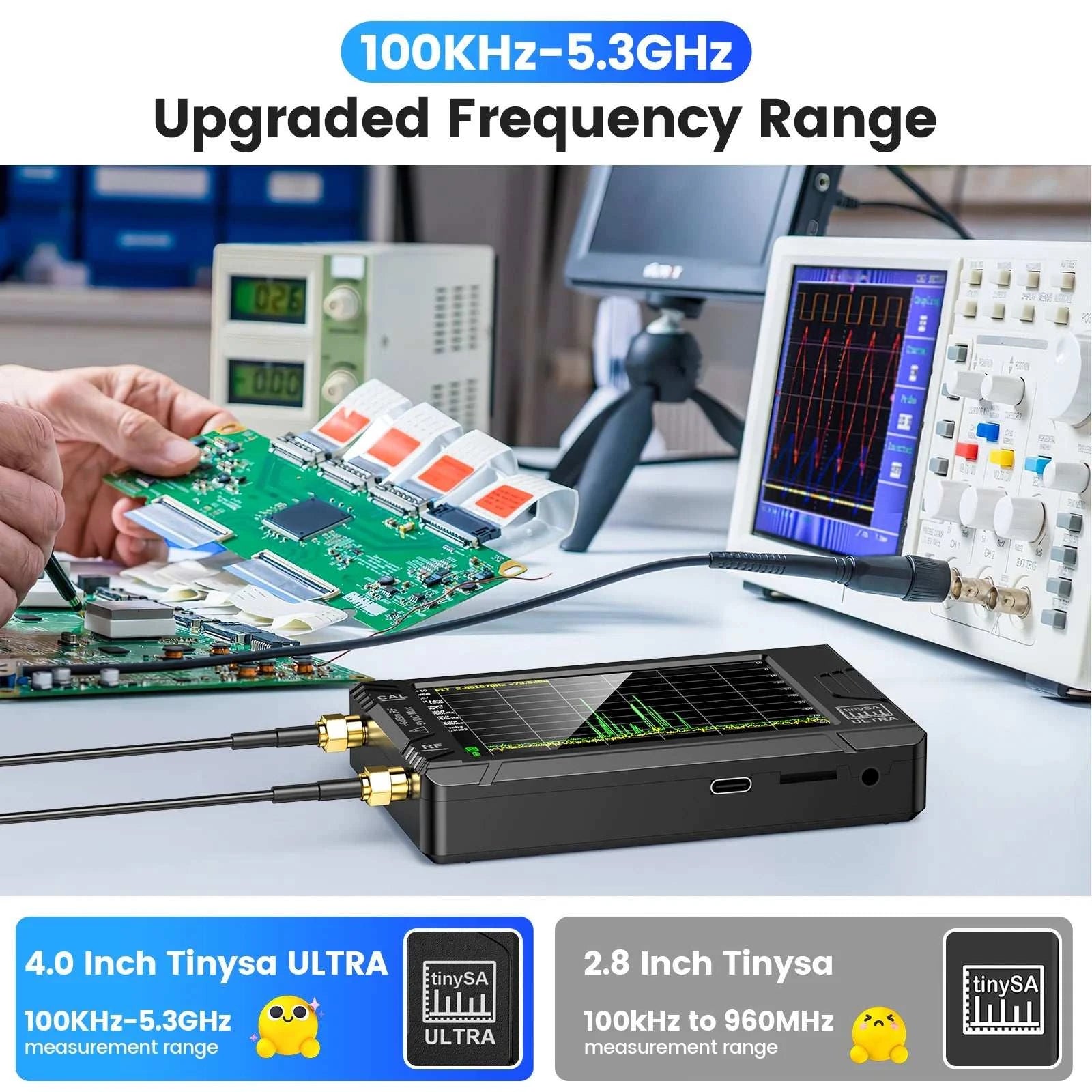 TinySA ULTRA 4" Display Tiny Spectrum Analyzer 100kHz To 5.3GHz 32GB NHam Radios