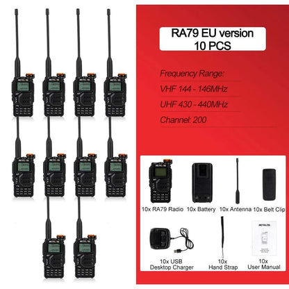 10PCS Retevis RA79 Walkie Talkie Airband Frequency Receiving UHF VHF DHam Radios