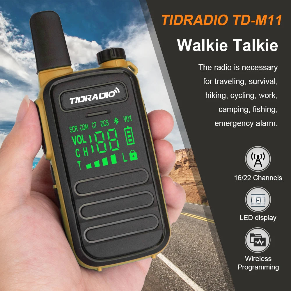 2PCS TIDRADIO M11 Mini Walkie Talkie  Profesional PMR FRS Long Range Communication Radio Two Way Radio Transceiver Colorful