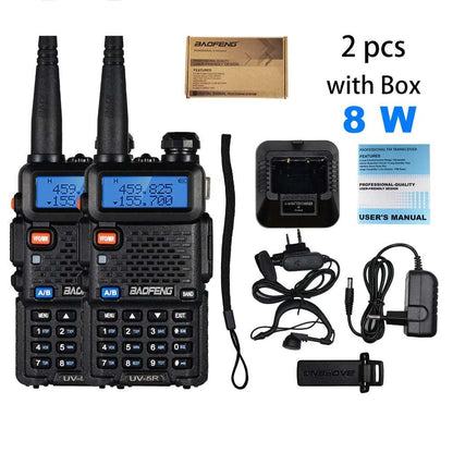 2pcs Real 8W Baofeng uv-5r Walkie Talkie High Power Portable Ham CB RaHam Radios